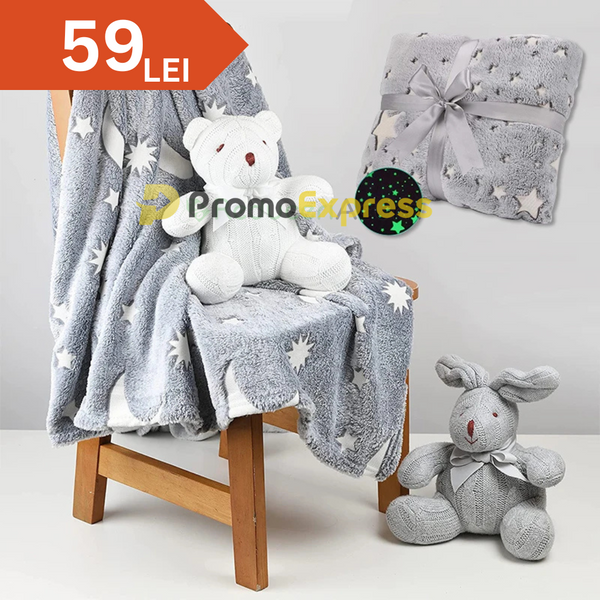 Patura Magic Blanket pentru copii, luminoasa si pufoasa, efect fosforescent