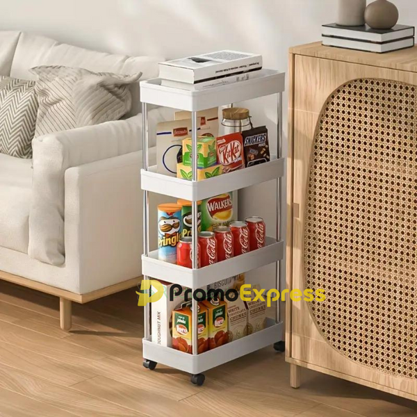 Suport depozitare, cu 4 rafturi si roti, pentru baie sau bucatarie