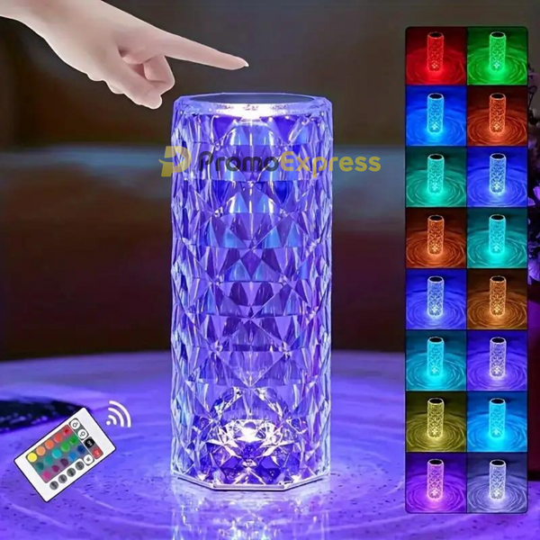 Lampa ambientala Cristal LED, Crystal Diamond RGB 16 culori, control Touch, acumulator 1500mah - 12 ore de utilizare, incarcare USB-C
