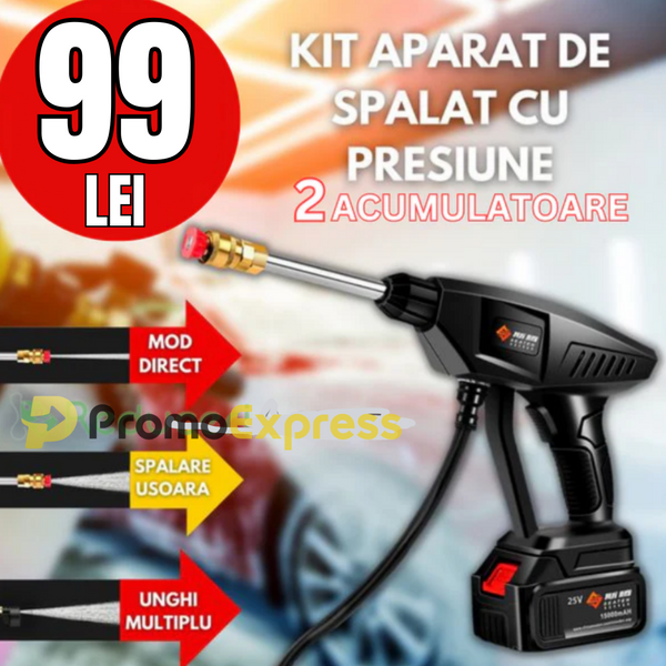 KIT Aparat de spalat cu presiune de 48V,2 acumulatori si cu rezervor pentru detergent!
