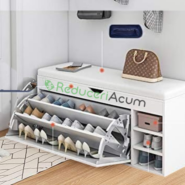 Dulap pentru pantofi tip bancheta, maro, 100 x 34 x 50 cm