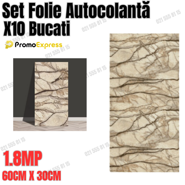 Set 10 Folii Autocolante Marmură  – Dimensiune 60x30 cm