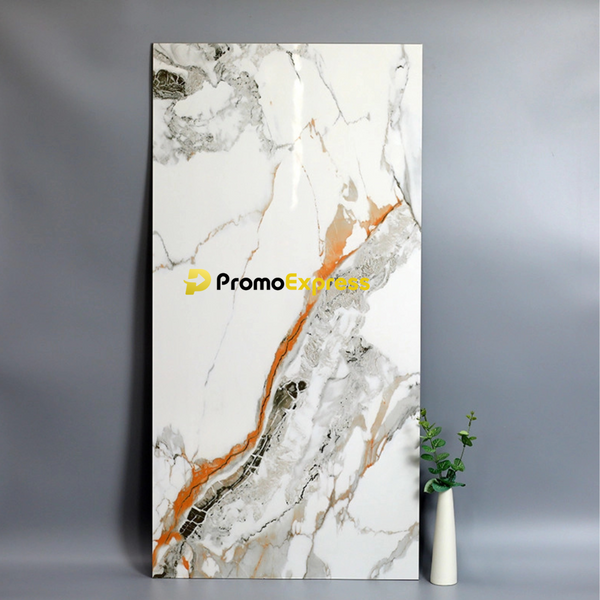 Set 10 Folii Autocolante Marmură Alb cu Vin Maro – Dimensiune 60x30 cm