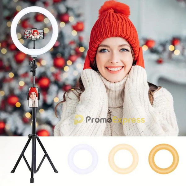 Lichidare de stoc. Lampa circulara LED cu trepied si suport de telefon