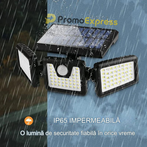 Lampa solara, de exterior cu 3 capete, LED, incarcare solara