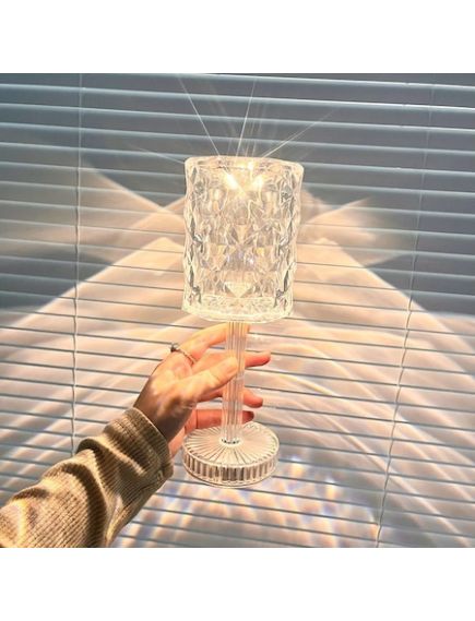 Lampa de masa 3D touch cu dimmer, lumina calda si rece cristal, lampa incarcare usb, Elastix