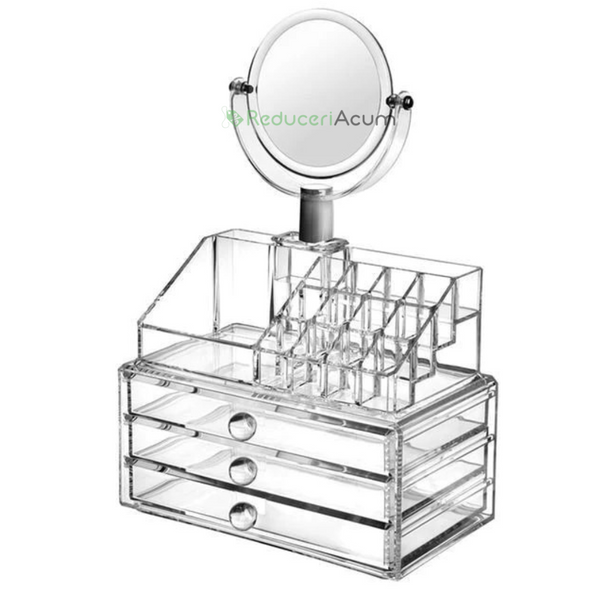 Organizator cosmetice cu oglinda
